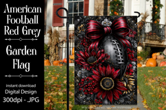 Football Garden Flag, Red Gray Football Garden Flag, d5 Product Image 1