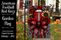 Football Garden Flag, Red Gray Football Garden Flag, d7 Product Image 1