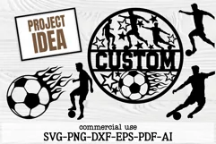 Soccer name sign svg, custom football laser cut template Product Image 1
