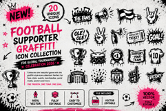 Football Supporter Graffiti Icon Collection Product Image 1