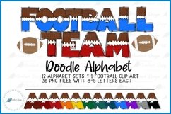 Football Team Colors Doodle Alphabet Letters PNG Bundle