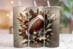 3D Football Tumbler Wrap, Game Day Tumbler Wrap, Football Product Image 1