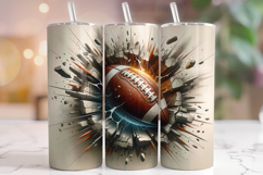 3D Football Tumbler Wrap, Game Day Tumbler Wrap, Football Product Image 1