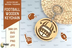Football Inspired Laser Cut. Engraved Football Keychain SVG Product Image 1