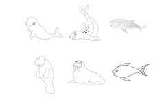 Cartoon Sea Animals Outlines Set 1 Procreate Brush Stamps Product Image 10