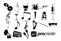Music Icons Set 1 Procreate Brush Stamps, 21 Music Icons Product Image 4