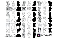 Cartoon Dogs, Outlines &amp; Silhouette Procreate Brush Stamps 7 Product Image 4