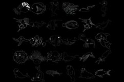 Cartoon Sea Animals Outlines Set 1 Procreate Brush Stamps Product Image 5