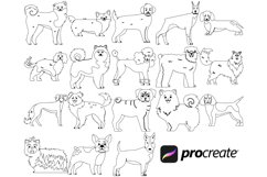 Cartoon Dogs, Outlines &amp; Silhouette Procreate Brush Stamps 6 Product Image 7