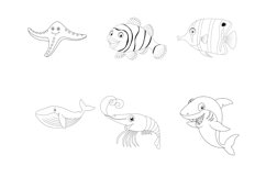 Cartoon Sea Animals Outlines Set 1 Procreate Brush Stamps Product Image 8