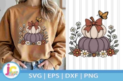 Monochromatic fall, Floral pumpkins svg Product Image 1