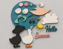 Beach Goose SVG Laser Cut File | Hello Summer Door Hanger Product Image 2