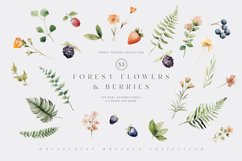 Forest Flowers &amp; Berries Watercolor Clipart Product Image 1