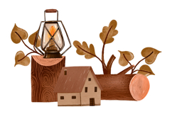 Cozy Woodland Camping Clipart Set Rustic Autumn Elements Product Image 7