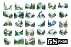 Forest and River Watercolor Clipart 58 PNGs Transparent 300 Product Image 4