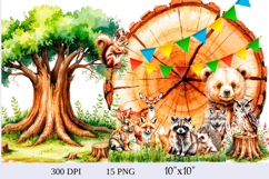 Watercolor Forest Animals Clipart Set 15 PNG Product Image 2