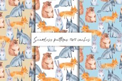 Forest animals. Watercolor seamless patterns Product Image 1