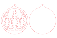 Forest Christmas Ornament Laser Cut SVG, Round Woodland Tree Product Image 2