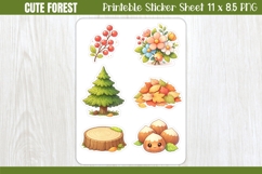 Forest Elements Printable Stickers - PNG Sticker Sheet