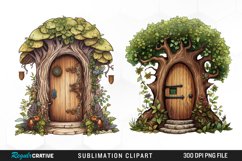 Fairy Door,Fairy House,Fantasy Clipart,Fantasy Door,Forest Fairy,Watercolor Clipart,Watercolor Fairy,Watercolor Fantasy,Moon Door,Watercolor House,Forest Magic,Clipart Bundle,Printable Art,Watercolor Painting,