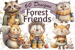 Cozy Woodland Animals Clip Art, Fall Forest Animals Png Product Image 1