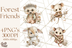 Baby Woodland Creatures, Forest Animals, Nursery Clipart PNG Product Image 1