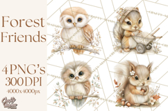 Baby Woodland Creatures, Forest Animals, Nursery Clipart PNG Product Image 1