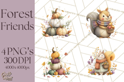 Cozy Woodland Animals Clip Art, Fall Forest Animals Png Product Image 1