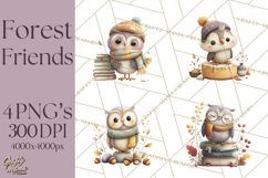 Cozy Woodland Animals Clip Art, Fall Forest Animals Png Product Image 1