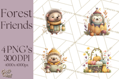 Cozy Woodland Animals Clip Art, Fall Forest Animals Png Product Image 1