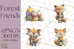 Cozy Woodland Animals Clip Art, Fall Forest Animals Png Product Image 1