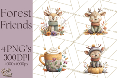 Cozy Woodland Animals Clip Art, Fall Forest Animals Png Product Image 1