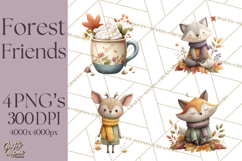Cozy Woodland Animals Clip Art, Fall Forest Animals Png Product Image 1