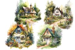 12 Whimsical Forest Garden Cottages Clipart, Sublimation PNG Product Image 3