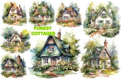 12 Whimsical Forest Garden Cottages Clipart, Sublimation PNG Product Image 1