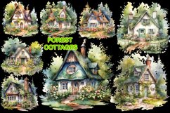 12 Whimsical Forest Garden Cottages Clipart, Sublimation PNG Product Image 2