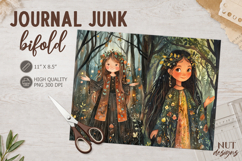 Enchanted Forest Girl Junk Journal Bifold fairy forest witch Product Image 1