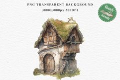 Forest Gnome House Fantasy Watercolor Fairytales Clipart PNG Transparent Print for invitation t-shirt designs sublimation designs tumbler kids printable digital  watercolor Forest Gnome house png, sublimation, magic fantasy clipart, clip art, garden gnome