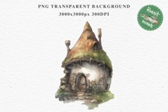 Forest Gnome House Fantasy Watercolor Fairytales Clipart PNG Transparent Print for invitation t-shirt designs sublimation designs tumbler kids printable digital  watercolor Forest Gnome house png, sublimation, magic fantasy clipart, clip art, garden gnome