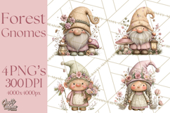 Fairy Gnome Forest Clipart PNG, Pastel Forest Gnomes Product Image 1