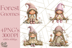 Fairy Gnome Forest Clipart PNG, Pastel Forest Gnomes Product Image 1