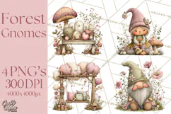 Fairy Gnome Forest Clipart PNG, Pastel Forest Gnomes Product Image 1