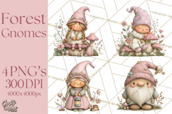 Fairy Gnome Forest Clipart PNG, Pastel Forest Gnomes Product Image 1