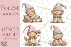 Fairy Gnome Forest Clipart PNG, Pastel Forest Gnomes Product Image 1