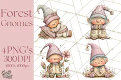 Fairy Gnome Forest Clipart PNG, Pastel Forest Gnomes Product Image 1
