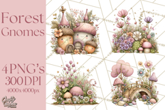Fairy Gnome Forest Clipart PNG, Pastel Forest Gnomes Product Image 1