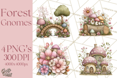 Fairy Gnome Forest Clipart PNG, Pastel Forest Gnomes Product Image 1