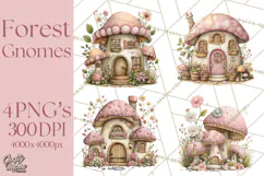 Fairy Gnome Forest Clipart PNG, Pastel Forest Gnomes Product Image 1