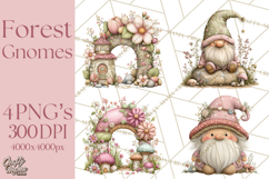 Fairy Gnome Forest Clipart PNG, Pastel Forest Gnomes Product Image 1