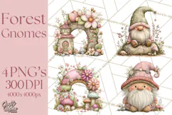 Fairy Gnome Forest Clipart PNG, Pastel Forest Gnomes Product Image 1